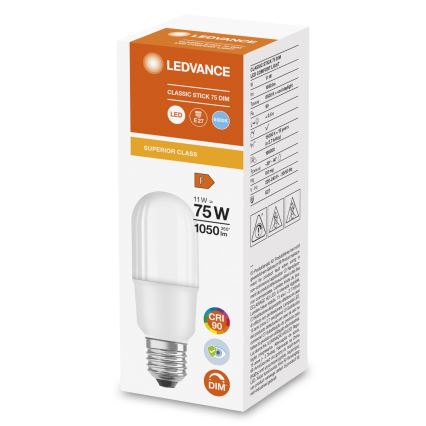 Dimmelhető LED-izzó E27, 11 W, 230 V, 6500 K, CRI 90 - Ledvance