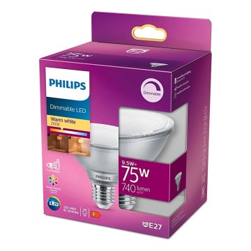Dimmelhető LED izzó Philips E27/9,5W/230V 2700K