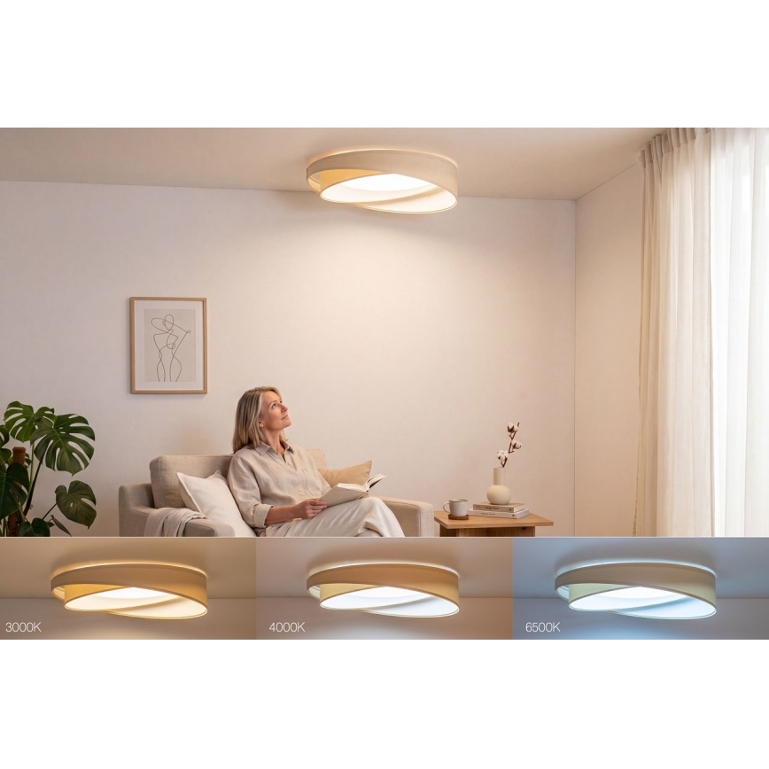 Dimmelhető mennyezeti LED lámpa SMART GALAXY MODERN LED/24W/230V 3000-6500K átm. 55 cm krémszínű/fehér + távirányító