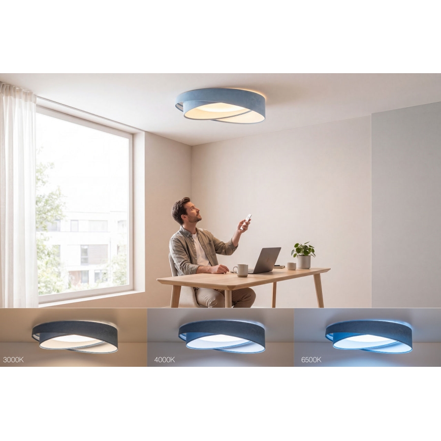 Fényerőszabályozható LED mennyezeti lámpa SMART GALAXY MODERN LED/24W/230V 3000-6500K átm. 55 cm kék + távirányító