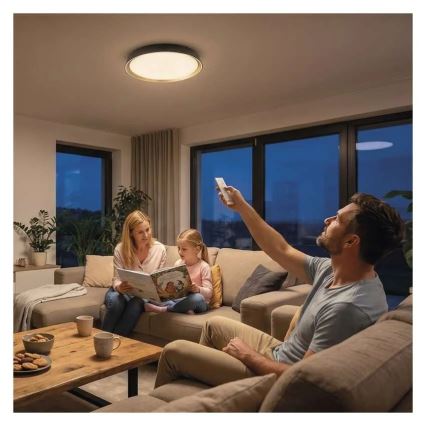 LED dimmelhető mennyezeti lámpa ILVI LED/30W/230V 2700-6500K átm. 40 cm fekete/sárgaréz + távirányító