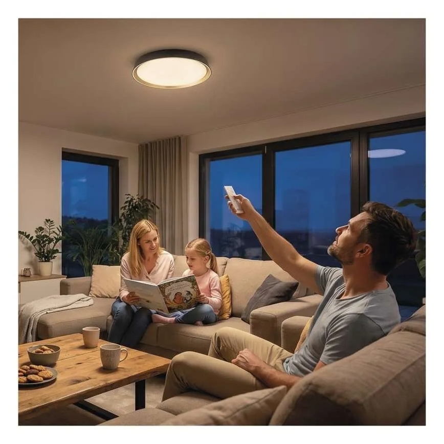 LED dimmelhető mennyezeti lámpa ILVI LED/30W/230V 2700-6500K átm. 40 cm fekete/sárgaréz + távirányító