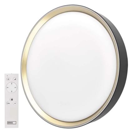 LED dimmelhető mennyezeti lámpa ILVI LED/30W/230V 2700-6500K átm. 40 cm fekete/sárgaréz + távirányító
