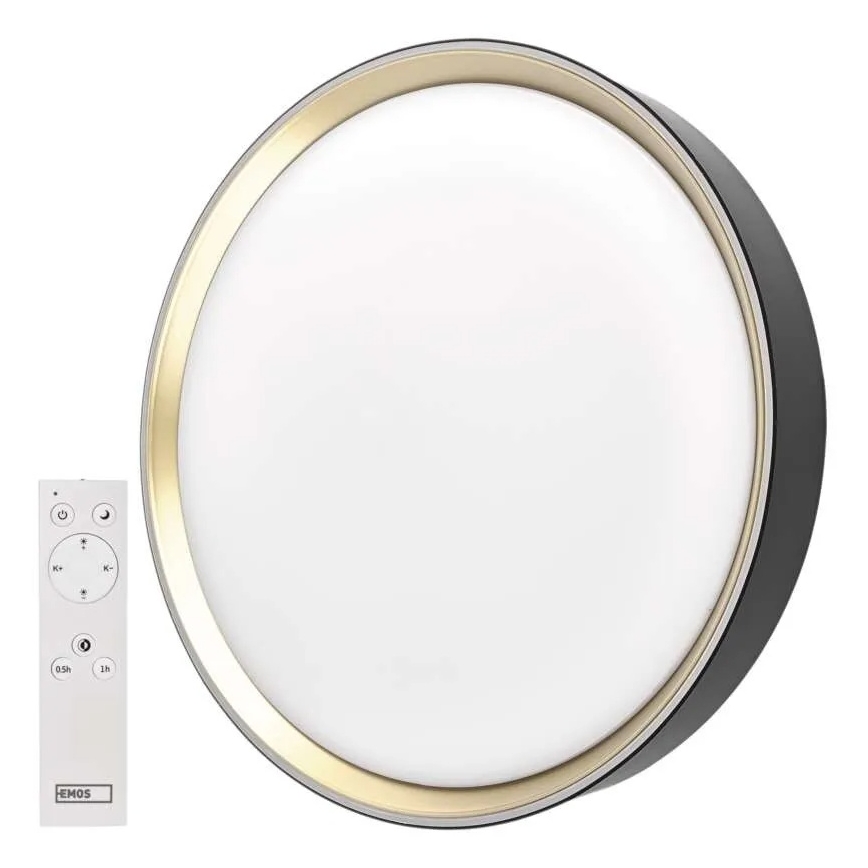 LED dimmelhető mennyezeti lámpa ILVI LED/30W/230V 2700-6500K átm. 40 cm fekete/sárgaréz + távirányító