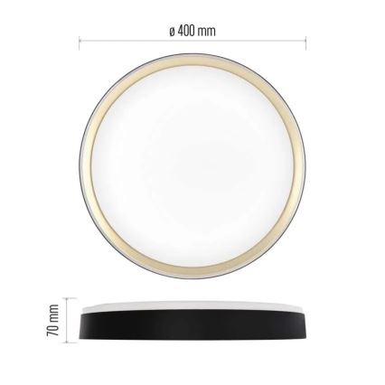 LED dimmelhető mennyezeti lámpa ILVI LED/30W/230V 2700-6500K átm. 40 cm fekete/sárgaréz + távirányító