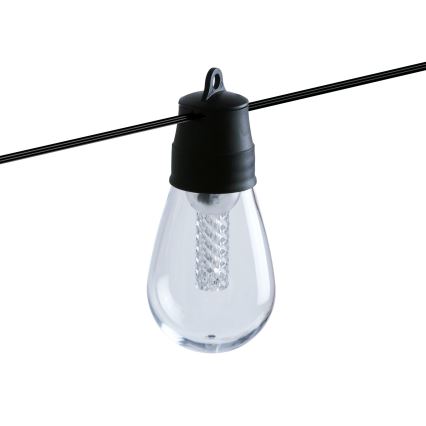 LED fényerőszabályozható napelemes füzér 25xLED/1,5W/3,7/5V 2700-10000K 2200 mAh 15 m IP65 fekete + távirányító