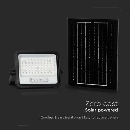 LED Dimmelhető napelemes reflektor LED/100W/3,2V 2000-8000K IP65 5000 mAh fekete + távirányító