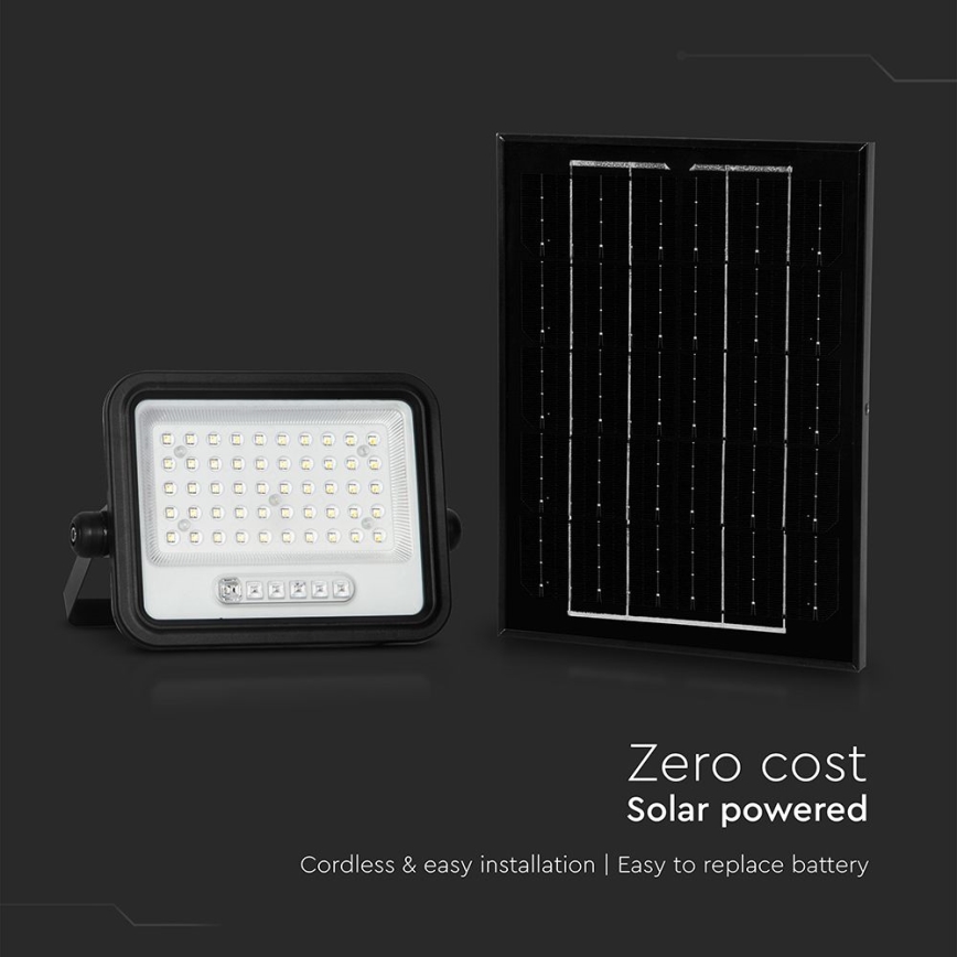 LED Dimmelhető napelemes reflektor LED/100W/3,2V 2000-8000K IP65 5000 mAh fekete + távirányító
