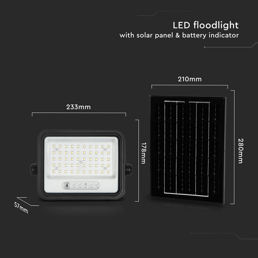 LED Dimmelhető napelemes reflektor LED/100W/3,2V 2000-8000K IP65 5000 mAh fekete + távirányító