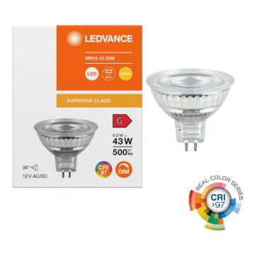 Dimmelhető LED reflektoros izzó MR16 GU5,3/6,6W/12V 3000K 36° CRI 97 - Ledvance