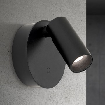 Dimmelhető, újratölthető érintéses fali spotlámpa LUXY LED/1W/5V 2200 mAh 2700/3000/4000K fekete