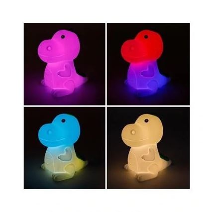 LED RGBW fényerőszabályozható, újratölthető gyermek éjszakai lámpa LED/2,5W/5V 3000K 1200 mAh dinoszaurusz
