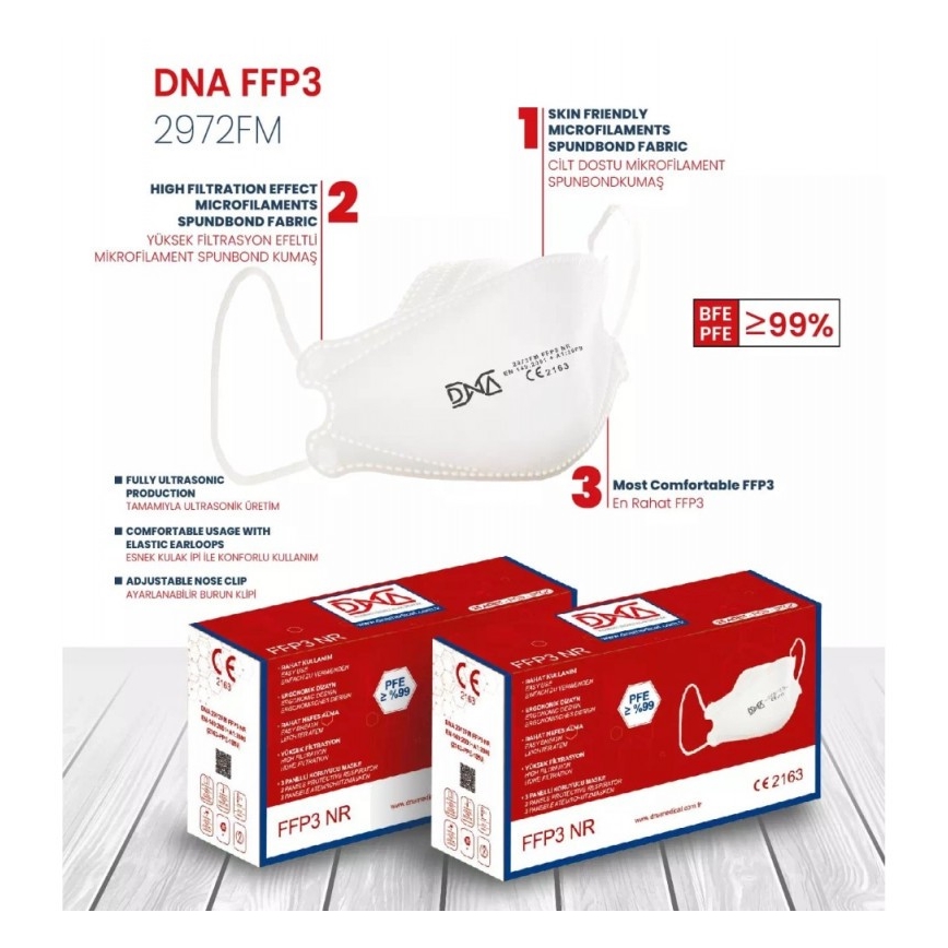 DNA maszk FFP3 NR CE 2163 Medical 10db