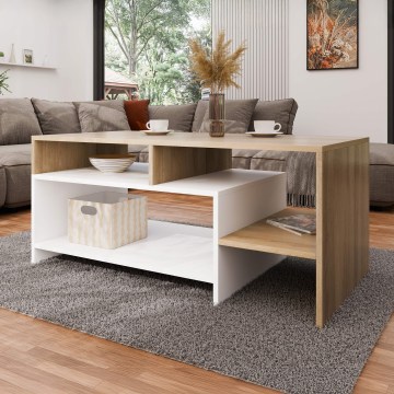 Dohányzóasztal ALVA 53x120 cm, fehér/grande tölgy