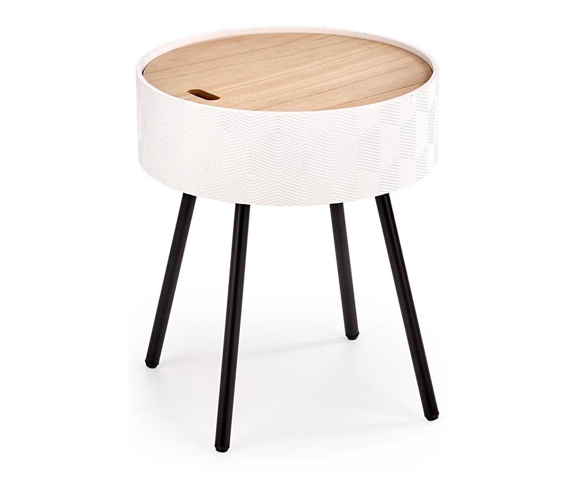 Halmar Dohányzóasztal AURA 45x38 cm fehér/fekete/bézs V