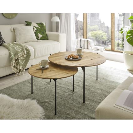 Dohányzóasztal AURA átm. 55 cm tölgy/antracit