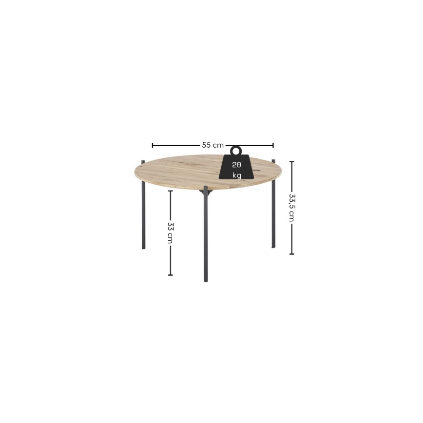 Dohányzóasztal AURA átm. 55 cm tölgy/antracit