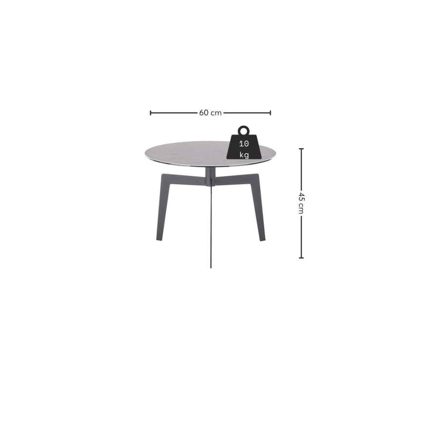 Dohányzóasztal BALANCE, átm. 60 cm, szürke/antracit