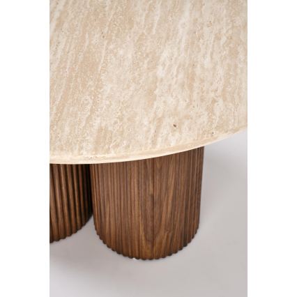 Dohányzóasztal CALDO, átmérő 80 cm, barna/bézs