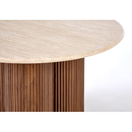 Dohányzóasztal CALDO, átmérő 80 cm, barna/bézs