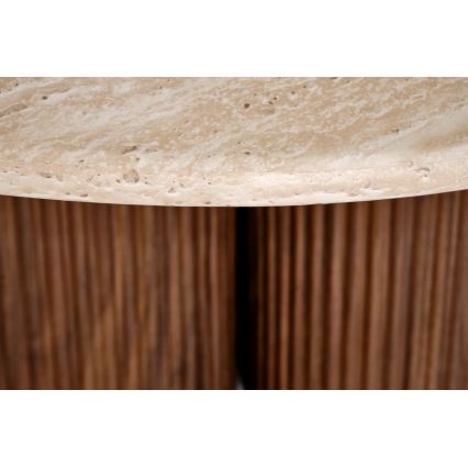 Dohányzóasztal CALDO, átmérő 80 cm, barna/bézs