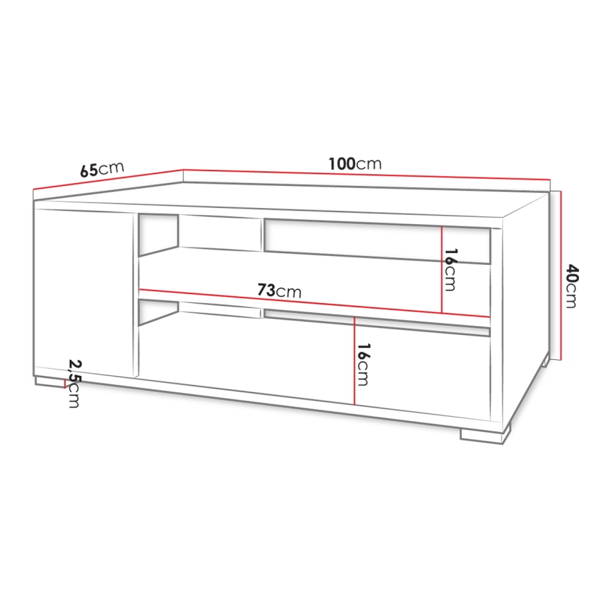 Dohányzóasztal GIMREN 40x100 cm fehér