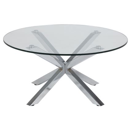 Dohányzóasztal LUCA 82 cm, átlátszó/ezüst