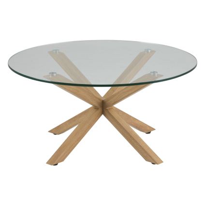 Dohányzóasztal LUCA 82 cm átlátszó/tölgy