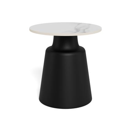 Dohányzóasztal SANTORINI Ø 45 cm fehér/fekete/kerámia