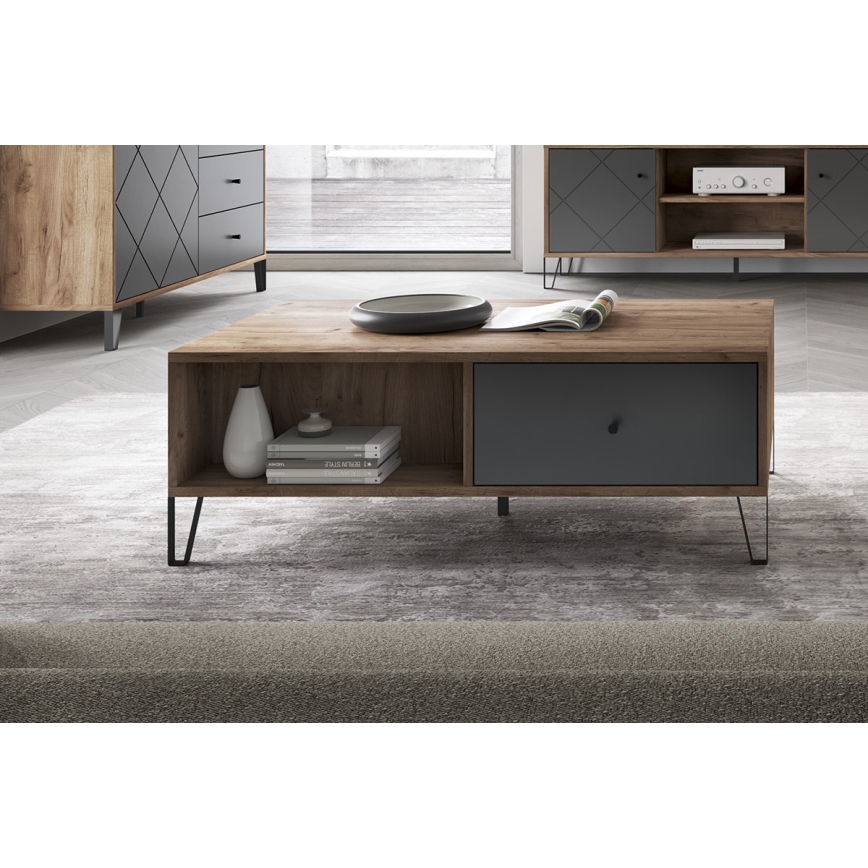 Dohányzóasztal SULA craft tölgy/fekete