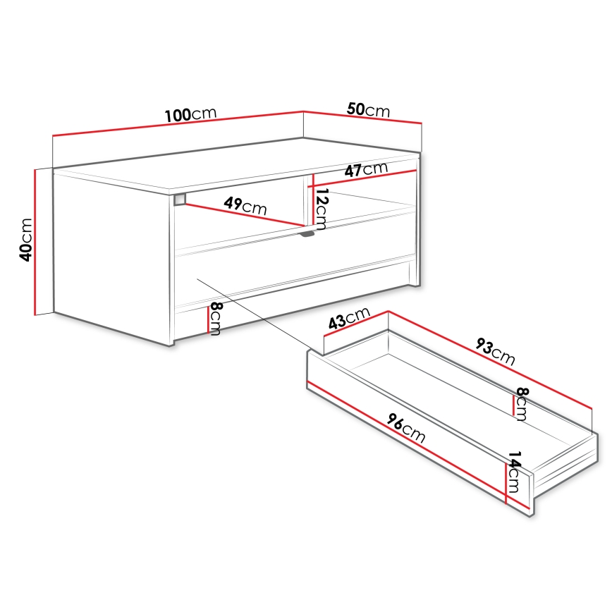 Dohányzóasztal TIRENO 40x100 cm bézs