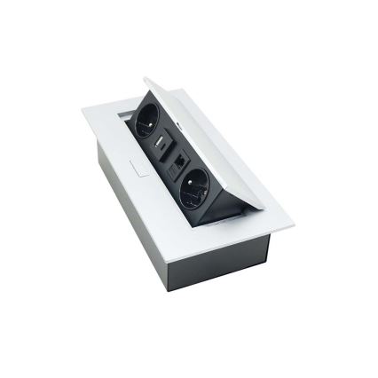 Dönthető aljzatsín 2x 230V + USB-A 3,1A + USB-C 15,5W + RJ45 230V