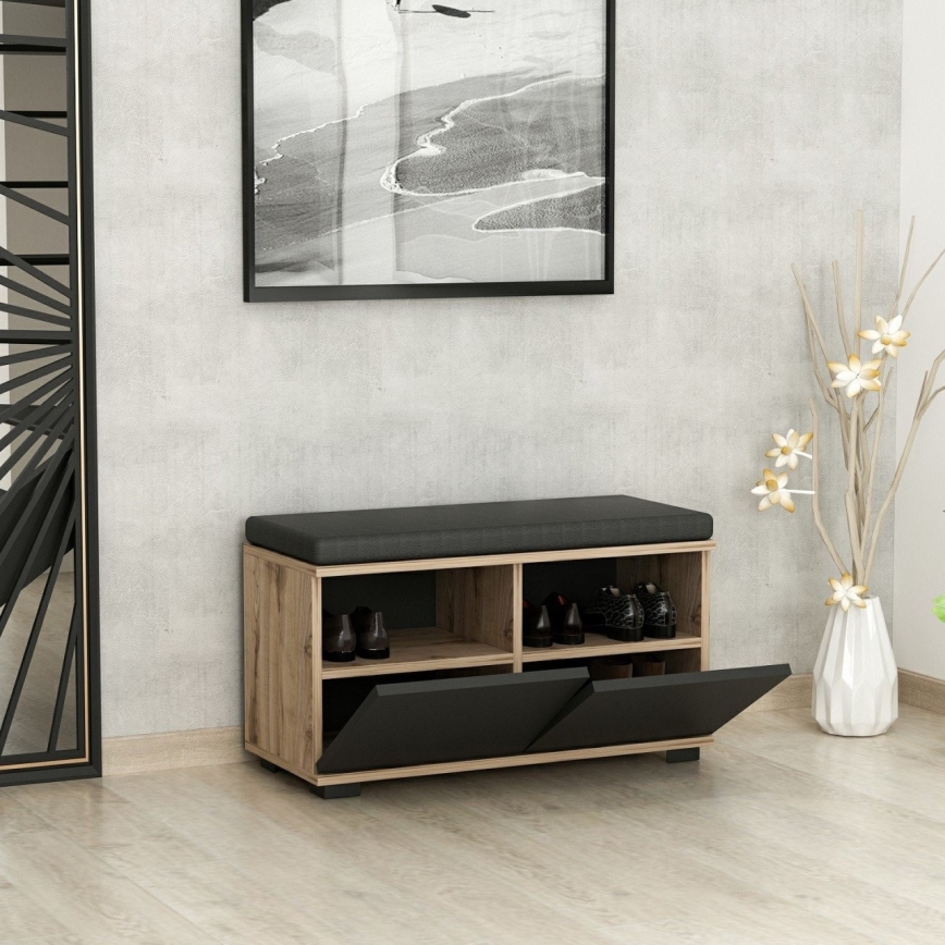 Cipőtároló DRAGO 42x80 cm fekete/dió