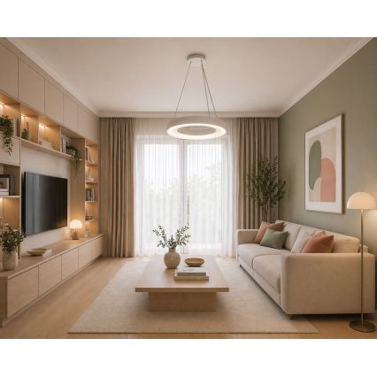 DRAX LED kábelen függő csillár, 32 W, 230 V, 4000 K, átm. 38 cm, fehér