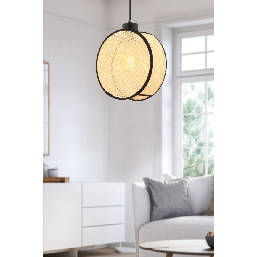 DRUM kábeles függőlámpa 1xE27/60W/230V bézs/fekete