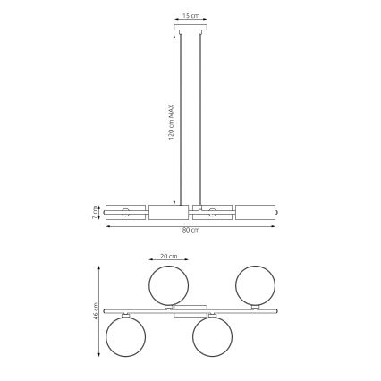 DRUMZ kábeles csillár 4xE14/10W/230V, barna