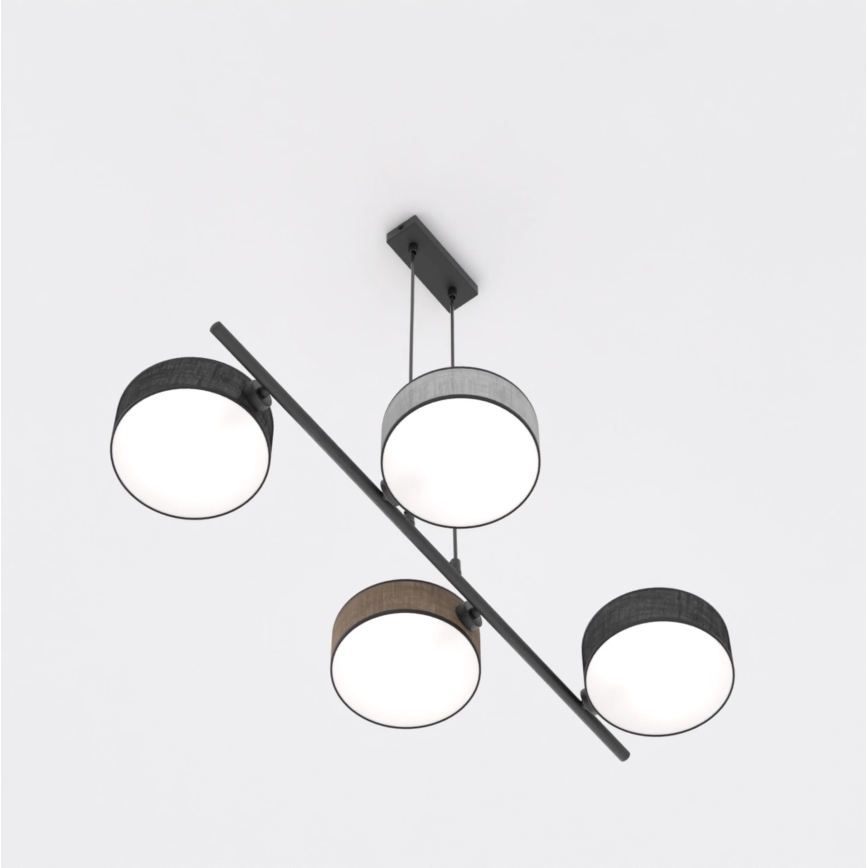 DRUMZ kábeles csillár 4xE14/10W/230V, fekete/barna/szürke