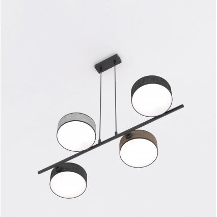 DRUMZ kábeles csillár 4xE14/10W/230V, fekete/barna/szürke