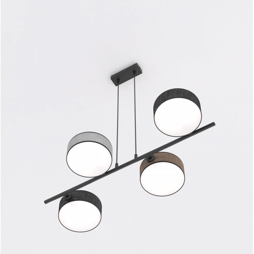 DRUMZ kábeles csillár 4xE14/10W/230V, fekete/barna/szürke