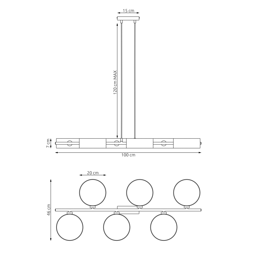 DRUMZ kábeles függőlámpa 6xE14/10W/230V fekete