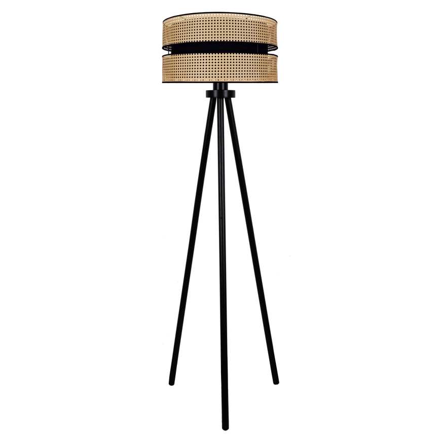 Duolla - Állólámpa DUO 1xE27/15W/230V átm. 40 cm rattan/fekete