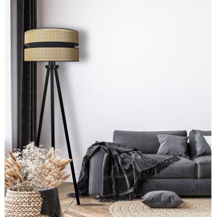 Duolla - Állólámpa DUO 1xE27/15W/230V átm. 40 cm rattan/fekete