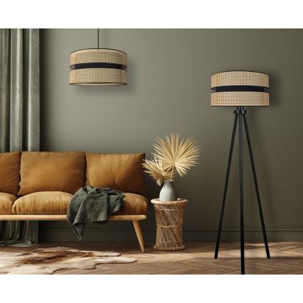 Duolla - Állólámpa DUO 1xE27/15W/230V átm. 40 cm rattan/fekete