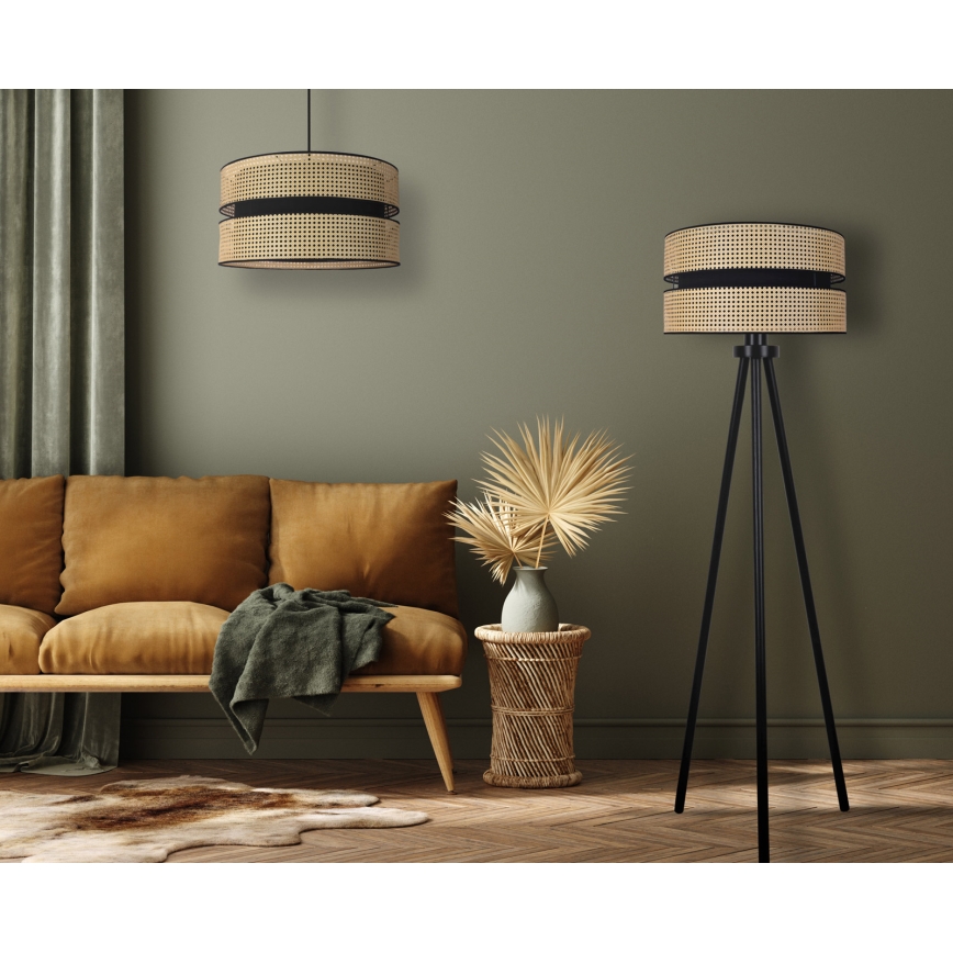 Duolla - Állólámpa DUO 1xE27/15W/230V átm. 40 cm rattan/fekete