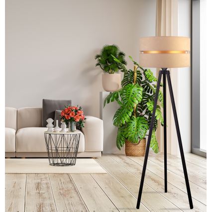 Duolla - Állólámpa DUO 1xE27/60W/230V átm. 44 cm bézs/wenge