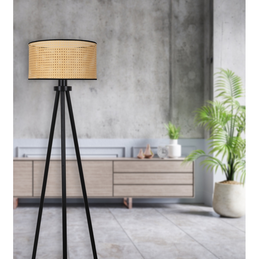 Duolla - Állólámpa ROLLER 1xE27/15W/230V átm. 45 cm rattan/fekete