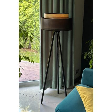 Duolla - Állólámpa WOOD BOHO 1xE27/15W/230V átm. 45 cm fekete/bézs