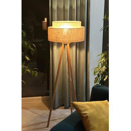 Duolla - Állólámpa YUTE BOHO 1xE27/15W/230V átm. 45 cm barna/krémes
