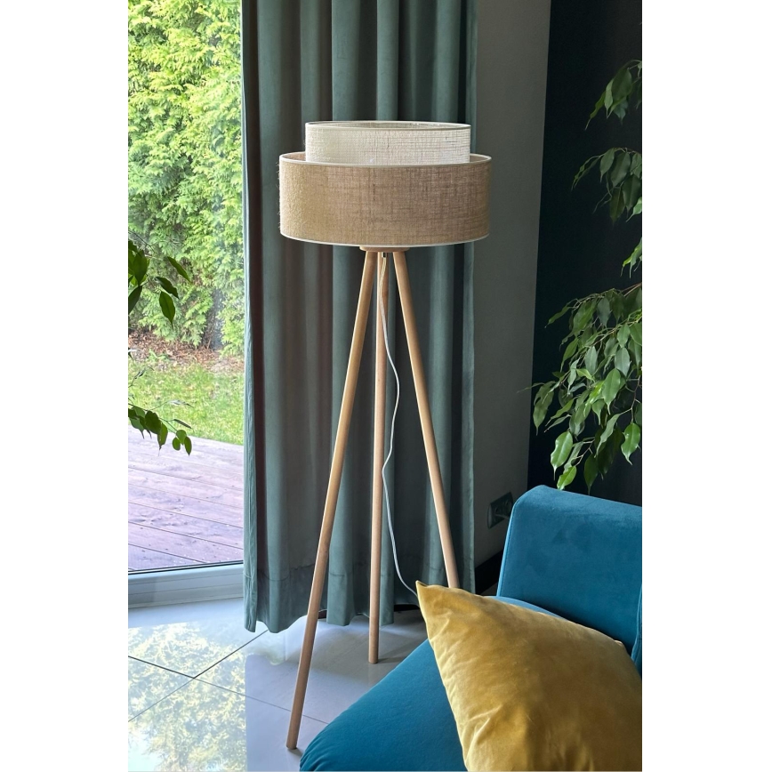 Duolla - Állólámpa YUTE BOHO 1xE27/15W/230V átm. 45 cm barna/krémes