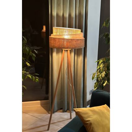 Duolla - Állólámpa YUTE TRIO 1xE27/15W/230V átm. 45 cm barna/szürke/bézs